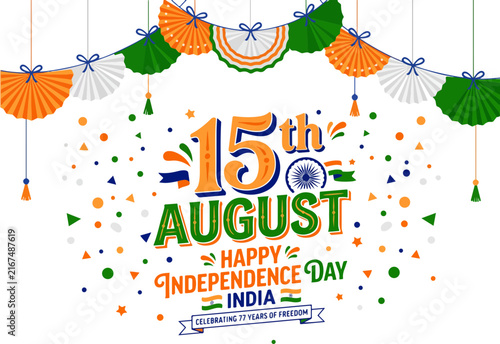 15th August Happy Independence Day India Celebration Vector Banner