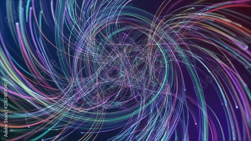 Abstract fluid motion swirls in dark purple and turquoise tones