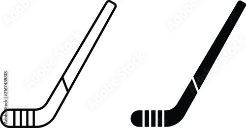 Canvas Print Hockey stick icon in outline and solid black style vector design with ice hockey