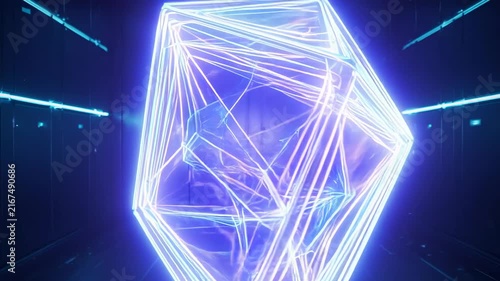 abstract geometric crystal rotation animation sequence