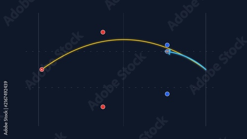 Abstract digital graphic design interface showing curved lines and control points on a dark background.