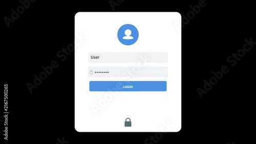 Modern Blue Login Interface UI Animation Background Loop Flat Design