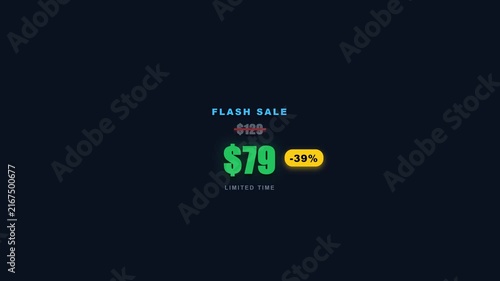 Minimalist flash sale banner design with discounted price tag and percentage off.