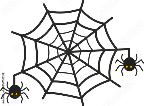 Cuadro en lienzo Spiderweb with tiny spiders, perfect for halloween designs