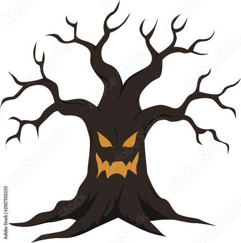 Принти на полотні Spooky halloween tree monster with branch limbs great for halloween designs, spooky theme backgrounds, and seasonal decorations