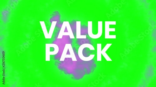 Value pack text animation with glowing light particle ring and pink smoke explosion effect on green screen background with overlay particle video value particles marketing