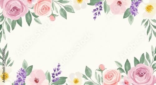 Colorful watercolor floral pattern with butterflies and flowers design.