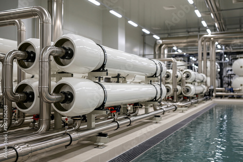 Reverse osmosis filtration system shown in a clean facility