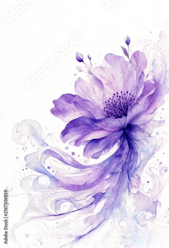 Ethereal Purple Floral Watercolor Artwork
