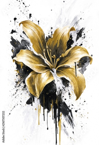 Golden Lily with Black Splatters