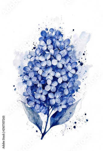 Blue Hydrangea Watercolor Painting