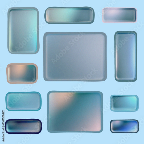 Holographic glass button icon with iridescent gradient