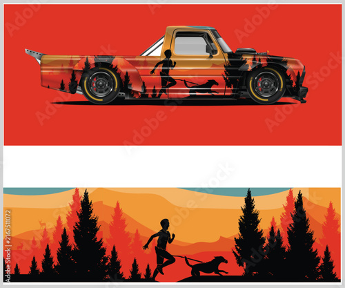Artistic Truck Wrap Design Featuring Silhouettes