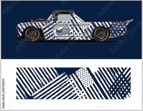 Modern American Flag Truck Wrap Design