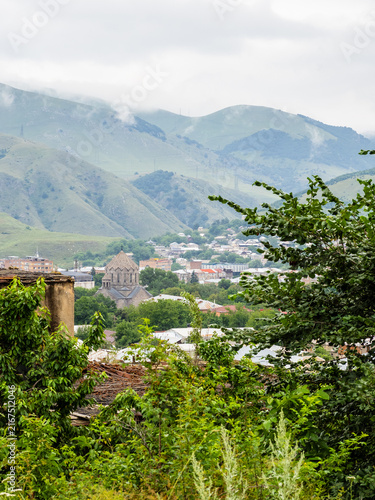 фотографія top view of Vanadzor city on cloudy morning