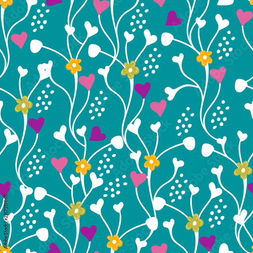 Seamless Floral Pattern with Colorful Flowers, Leaves and Butterflies, Vintage Botanical Vector Illustration for Wallpaper, Background, Decoration and Spring Design