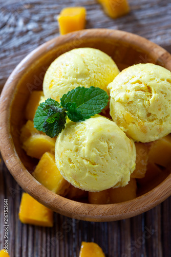 Homemade mango ice cream.