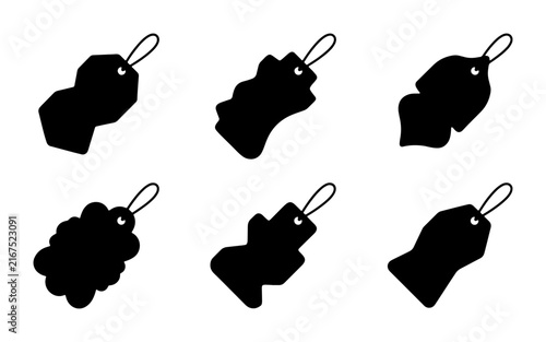 Assorted Black Tag Icons, Vector Shapes, Retail Labels, Price Tags, Gift Tags, Sale Markers, Shopping Labels