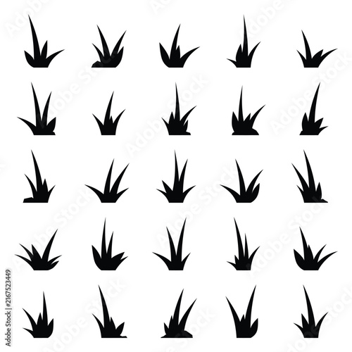 Vector collection set of wild grass silhouettes.