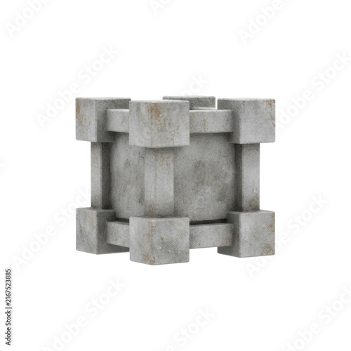 Abstract Geometric Concrete Cube with Industrial Structural Design