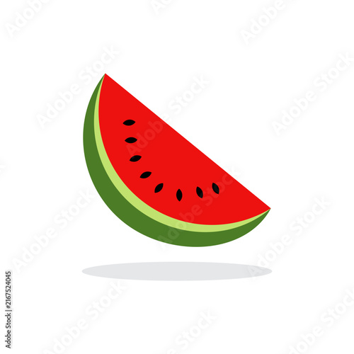 slice half a ripe red watermelon. flat vector illustration