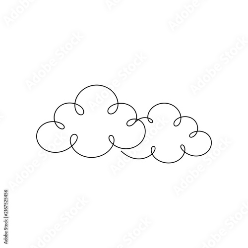 Minimalist One-Line Drawing of Stylized Clouds - Abstract Weather Element Illustration for Graphic Design