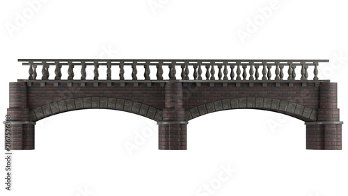Fotografie Classic Double Arched Brick Bridge Historic Structure