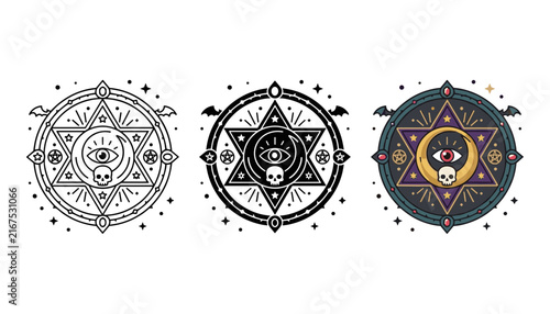 Modern abstract technology icons showing data connection and network security with digital elements