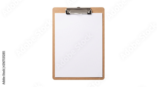 Top view wooden clipboard with white paper sheet mockup for daily checklist scheduler and business.