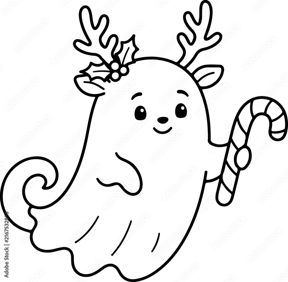 Naklejka premium Reindeer ghost vector illustration