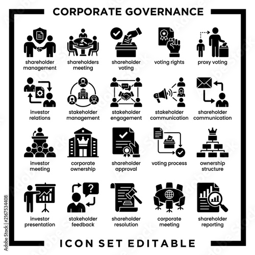 Corporate Governance Icon Set Illustration.