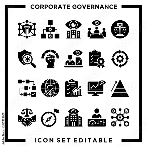 Modern Corporate Governance Icon Set Collection.