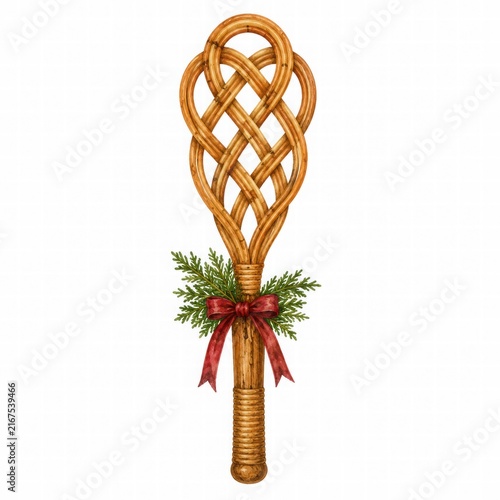 Decorative Woven Basket with Greenery and Ribbon