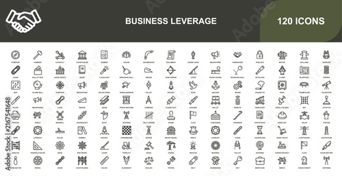 Monochrome sheet with 120 business leverage symbols