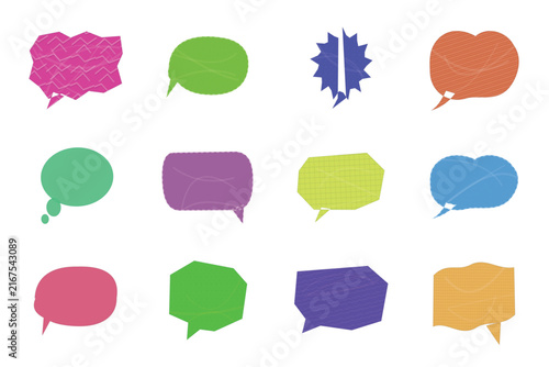 Abstract Colorful Speech Bubble Shapes Vector Collection