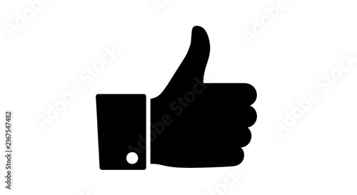 Black thumbs up icon isolated on white background for social media and web design