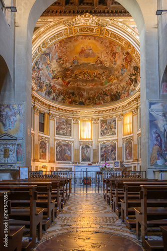 Obraz na plátně Interior of the Basilica of Santi Quattro Coronati in Rome, Italy, featuring woo
