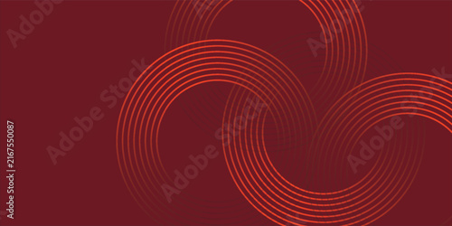 Abstract dark red background with glowing orange concentric circles and copy space