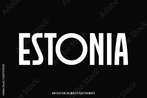 Unique modern condensed sans serif art deco style alphabet display font vector