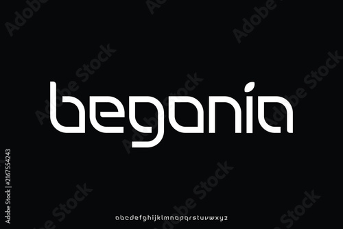Modern geometric nature style sans serif alphabet display font vector