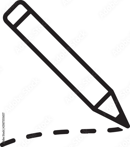 An outline icon of a pencil drawing a dashed line