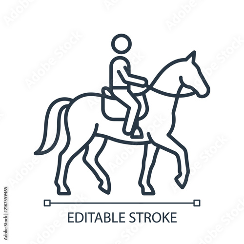 Person riding a horse icon linear style