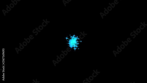 Fairy star bursts glitter explosion with shimmering  particles, royal blue glowing light trails, twinkling magical sparkle effects, on black screen background 4K animation