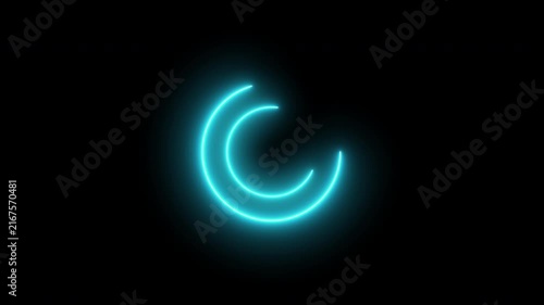 Circle on black background, loop spectrum animation, glowing neon light	