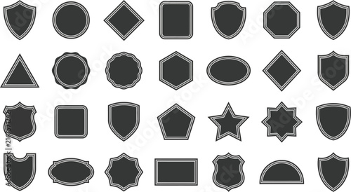 Double Border Geometric Shield Badges & Frames Vector Set