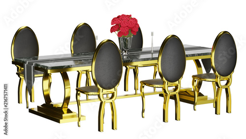 3d rendering luxury dinning table