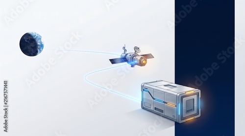 Satellite Delivery to the Moon, Conceptual Illustration of Space Logistics and Interplanetary Supply Chain