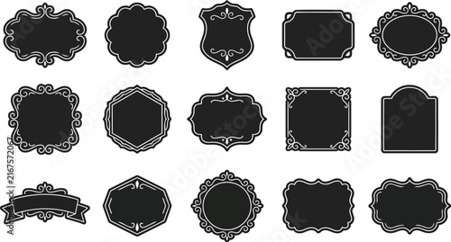 Vintage Black Flourish Frames Vector Set