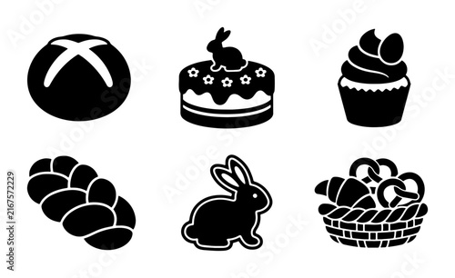 Easter Bakery Icons, Sweet Treats and Baked Goods Vector Set, Festive Holiday Food Illustrations