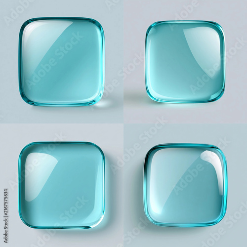 Glossy blue glass square buttons